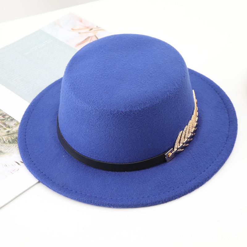 Autumn and Winter New Retro British Style Flat Top Top Hat Couple Men and Women Gentleman's Hat Spring and Autumn Small Flat Brim Woolen Warm