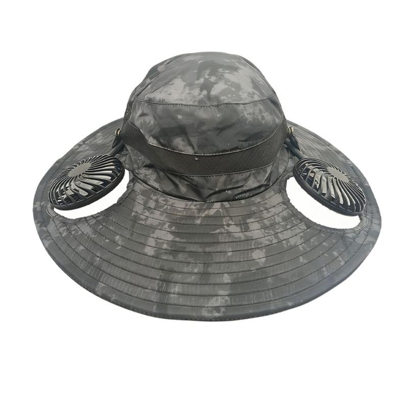 Adjustable Neck Hanging USB Fan Bucket Hat With UPF50+ Sun Protection For Outdoor Camping Hiking And Beach Activity