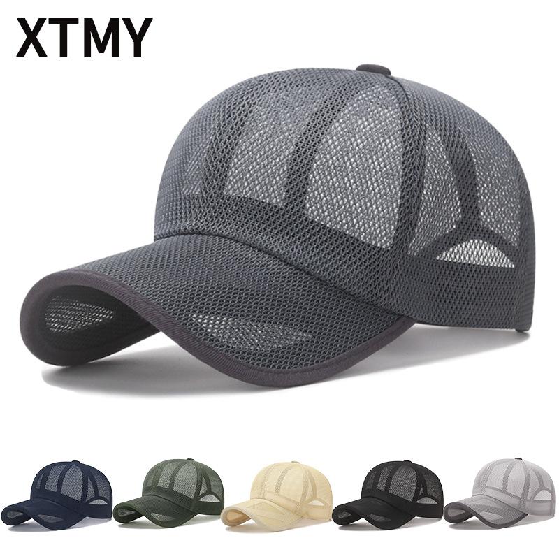 Summer Mesh Baseball Cap Men Women Breathable Sun Hat Outdoor Hollow Visor Snaps Adjustable UV Protection Hat