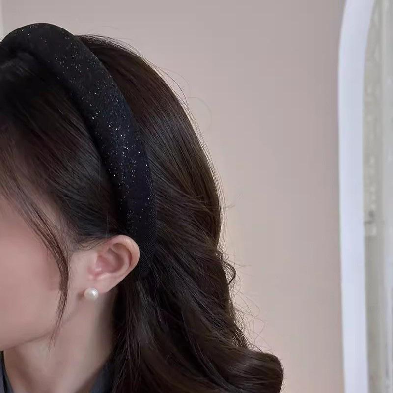 Luxuriöses Koreanisches Stil Graues Funkelndes Diamant-Stirnband - Hochwertiges Retro-Haaraccessoire