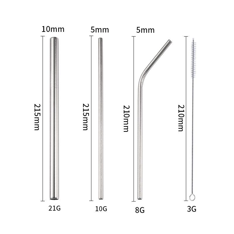

4PCS Stainless Steel Straw Reusable Metal Drinking Straw With Cleaner Brush For Home Party Barware Bar Accessories срібний