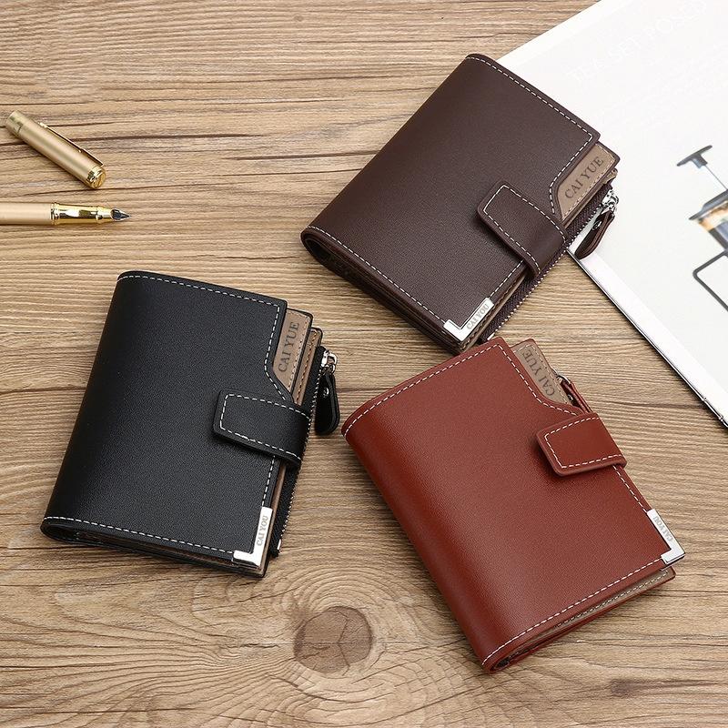 Pu Leather Men Wallets Short Design Card Holder Photo Holder Male Purse Vintage Coin Holder Men Wallets