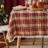 Christmas Tablecloth Ins Style Dining Table Decor Faux Fur Ball Western Placemat Linen Snowflake Runner