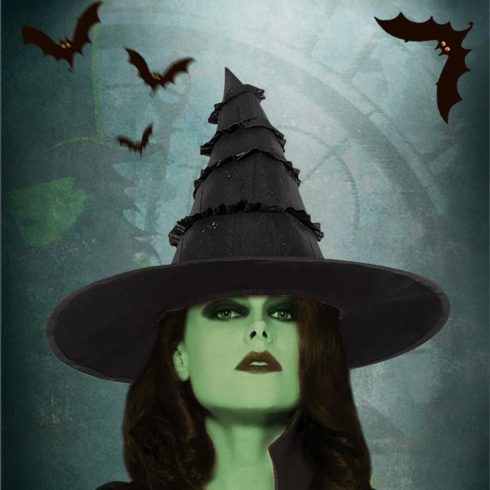 Simple Black Wizard Cap Lolitas Steampunks Halloween Witch Hat Oxford Cloth Decoration Cosplay Witch Hat Night Club