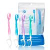 26Pcs 5 In 1 Mini Travel Toothbrushes Oral Care Soft Toothbrush with Freshening Bead with Floss&Toothpaste&Tongue Scraper
