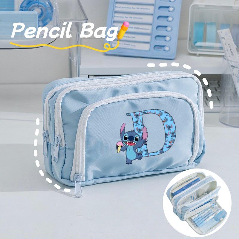 Стильный трехслойный пенал большой вместимости с прозрачным окном