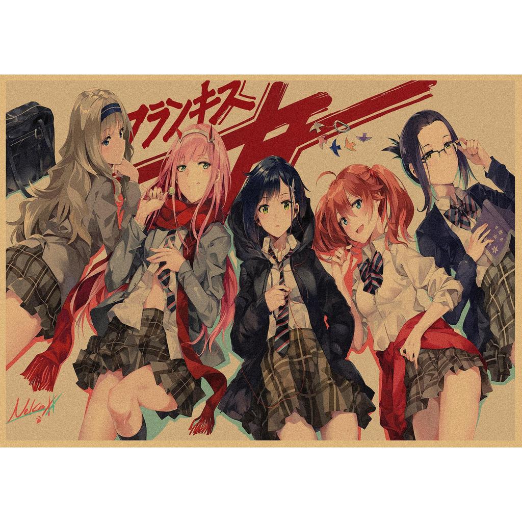 National Team DARLING In the FRANXX Retro Kraft Paper Anime Poster 261 for Wall Decoration