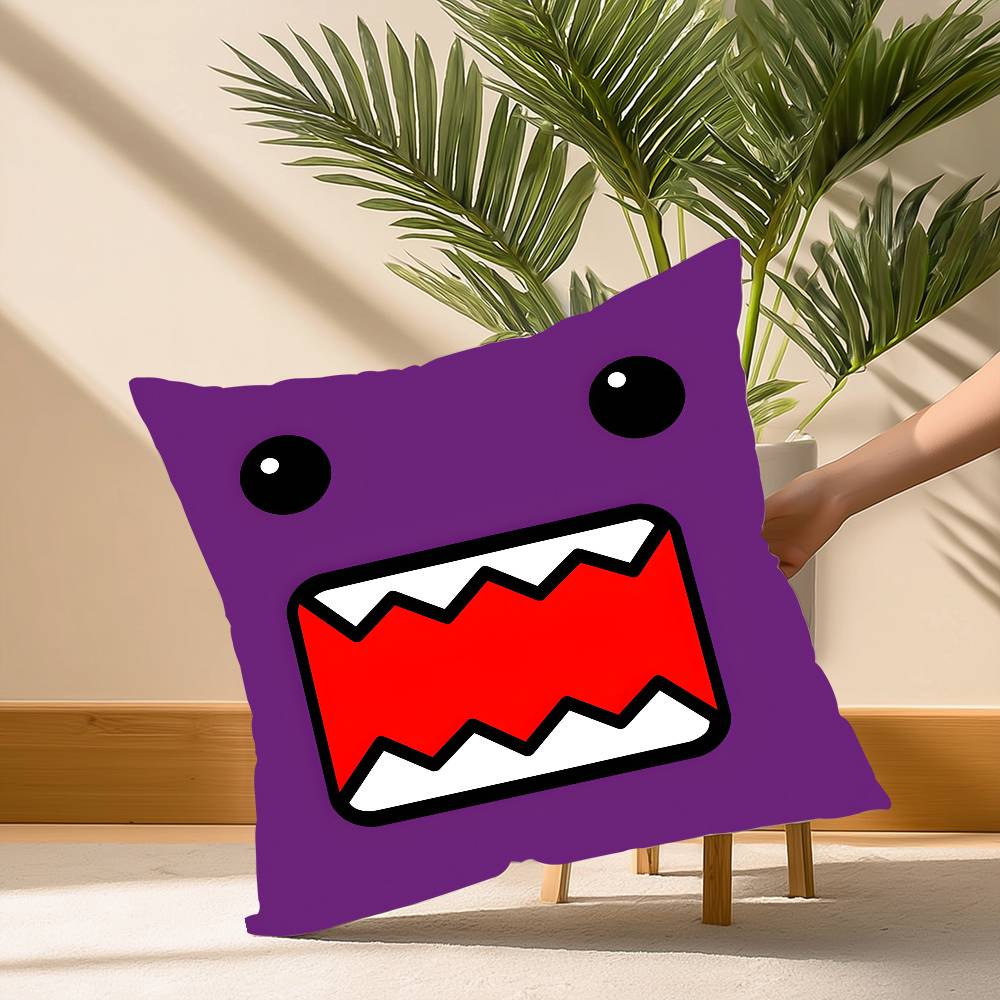 Cool Cute D-Domo KunS Face Pillow Case Soft Plush Fabric Double Sided Print Decorative Home Living Room Gift Cushion