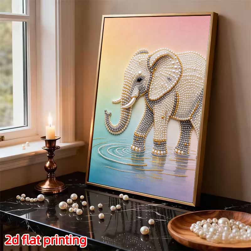 Elephant Pearl Kit DIY 5D Rhinestone Art Craft for Adults and Kids Home Party Decoration Handmade Gift