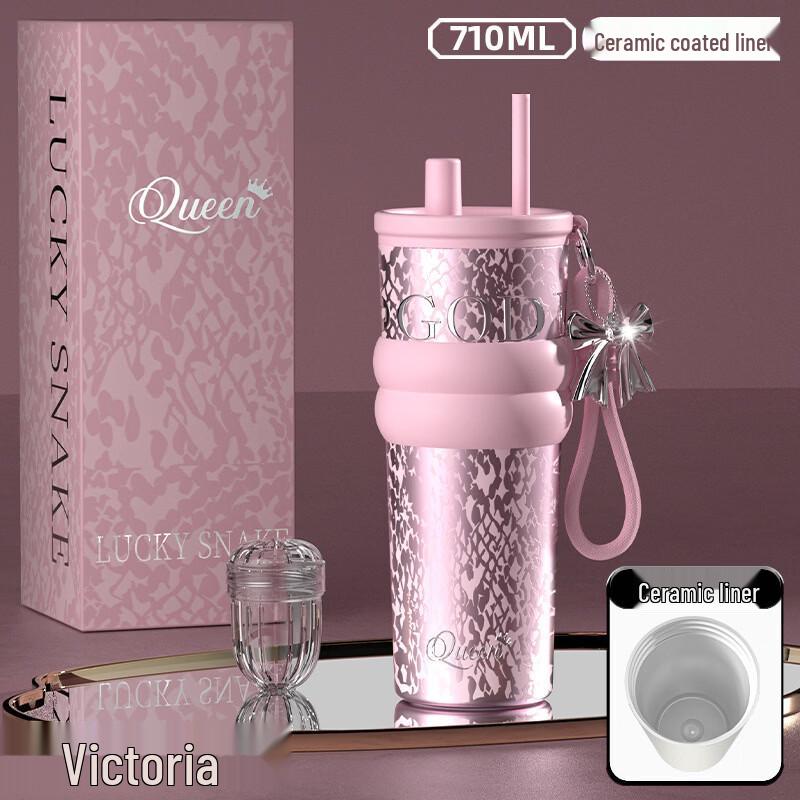 OLOEY Luxury Ceramic Insulated Straw Tumbler
