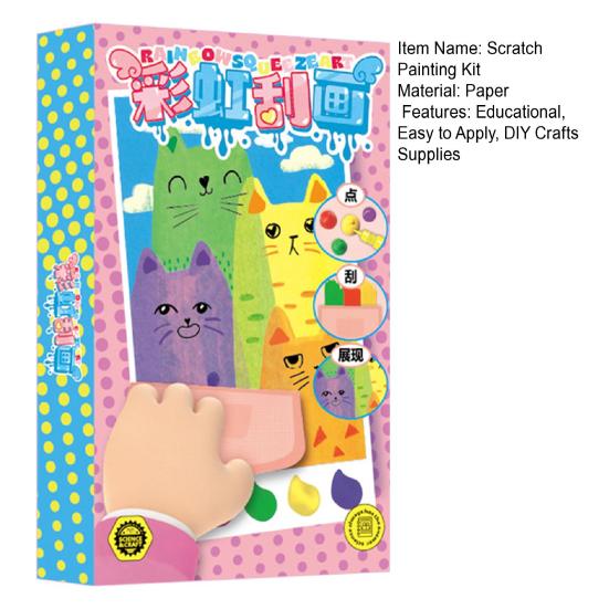 35Pcs/Set Kids Squeegee Art Craft Kit Rainbow Scratch Paper Art Kit Educational DIY Children Dot Scratch Painting Toy Toddlers Boys Girls Party Gift
