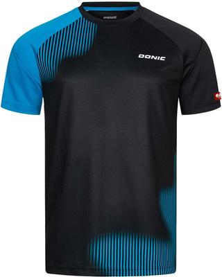 Donic Table Tennis Uniform Table Tennis Size GL145 Shirt, Peak, J.T.T.A (Japan Association) Approved, Unisex, Black/Cyan (ABCL), M,