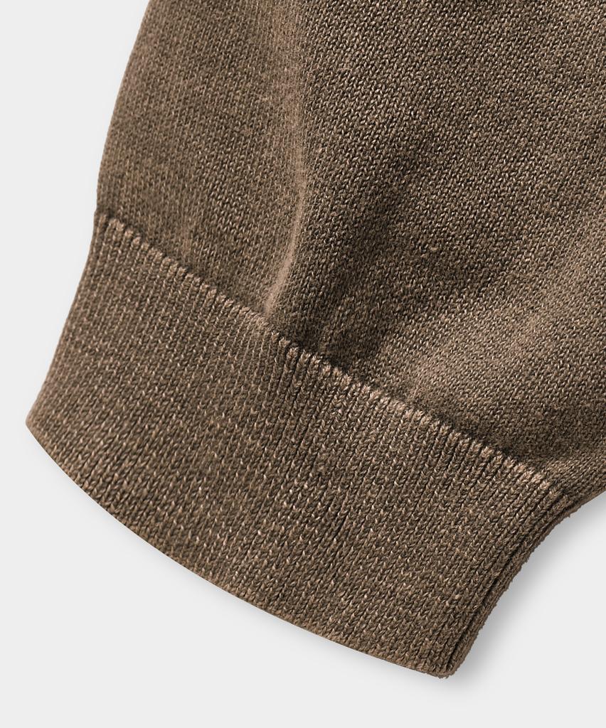 Dimiteulibeullaeg Daily Washable Pigment Henley Neck Round Knit_Brown