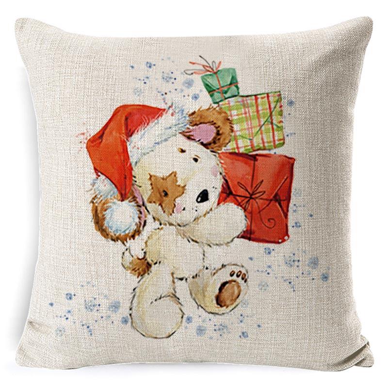 Pillow Cushion Cover Linen Santa Claus Pillow Cover Linen Material