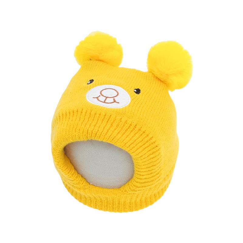 New Bear Children's Knitted Pullover Hat Winter Cold Protection Warm Children's Hat Baby Ear Protection Hat Scarf Integrated