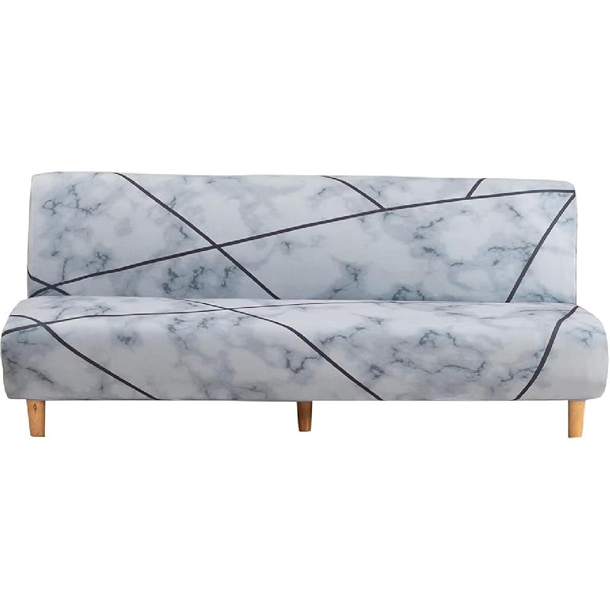 MIFXIN Чехол на диван без подлокотников Чехол на футон Эластичный растягивающийся Полиэстер Защитный чехол на раскладной диван-кровать Без подлокотников Диван Мебель Спандекс С принтом Моющийся серебряный серый