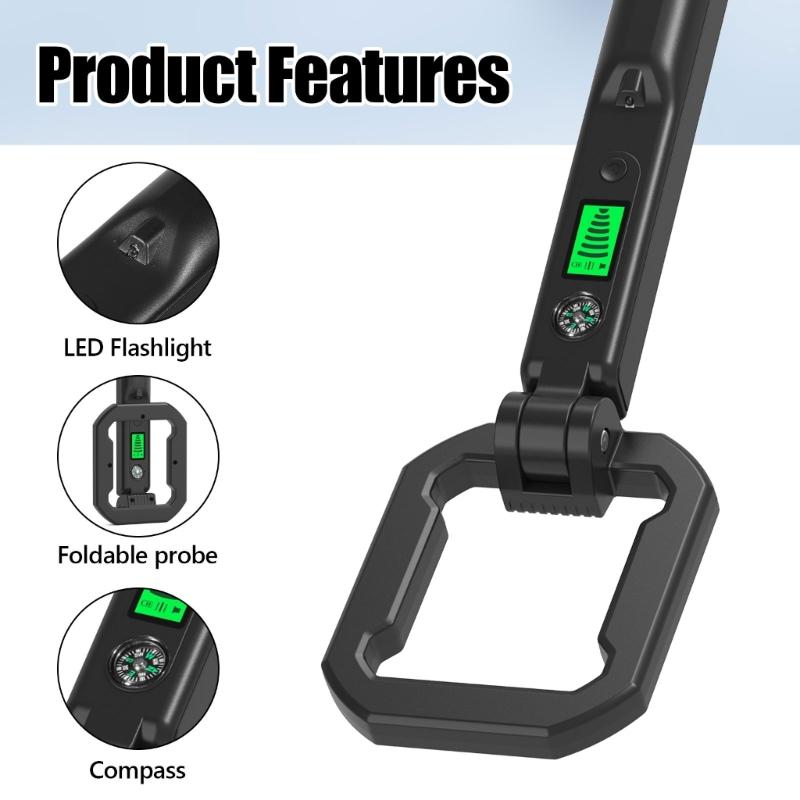 Metal Detector Foldable with LCD Display Sound Vibration Alarm 360 Degree Scanning for Easy Object Finding