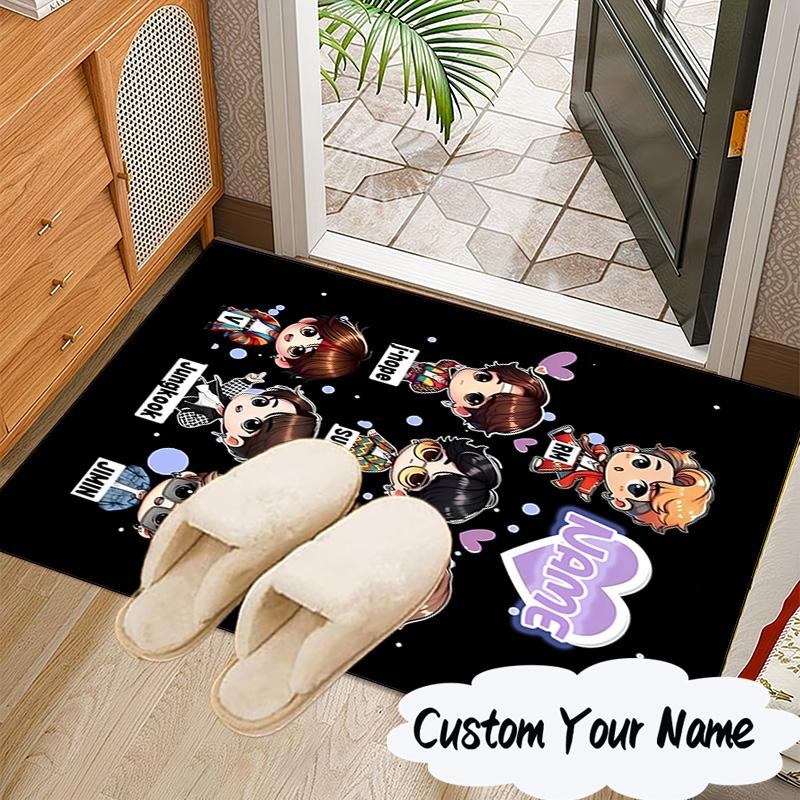 Custom Name Music Friends K-pop Carpet, Chair Rug,Area Rug for Office Bedroom living rooms bedroom, Doormat decor Christmas fan gifts