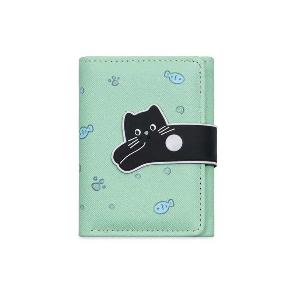 Portable Cartoon Cat ID Card Holder Anti-demagnetization Tri-fold Short Wallet Women Wallets