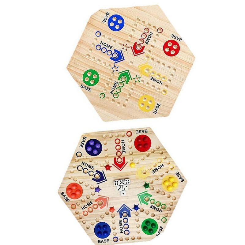 Brettspiel Doppelseitig Tischspiel Fliegendes Schach Bemaltes Lernspiel 4 und 6 Spieler Reisespiel Partygeschenke Familienspiele
