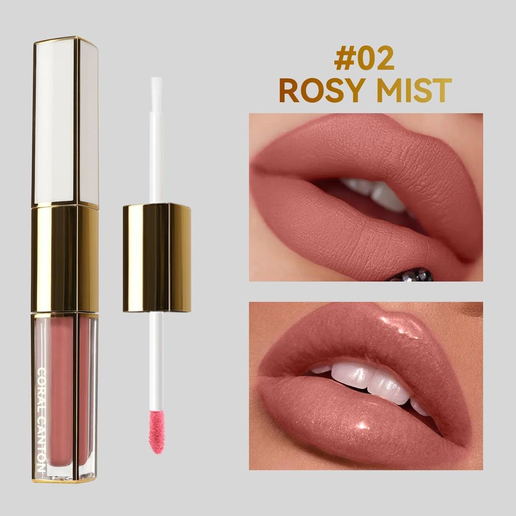 6-color Water-toned Double-head Lip Gloss Not Easy To Get Dipped In Cup Lipstick Multifunctional 2-in-1 Sexy Matte Nude Lip Gloss