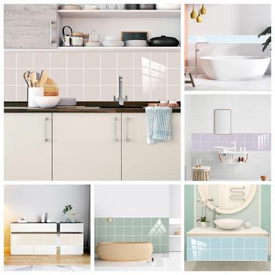 10 Stück/Set Marmorimitat PVC-Keramikfliesen zur Fleckenvorbeugung Aufgearbeitetes selbstklebendes Papier für die Heimdekoration Dekorative Folien Wandaufkleber