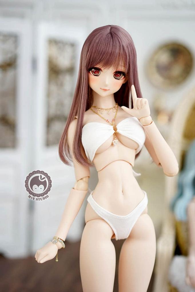 YR EARTH S370 Doll Outfit, Bare-Top Bikini Underwear, 1/3 Size BJD DD (White)