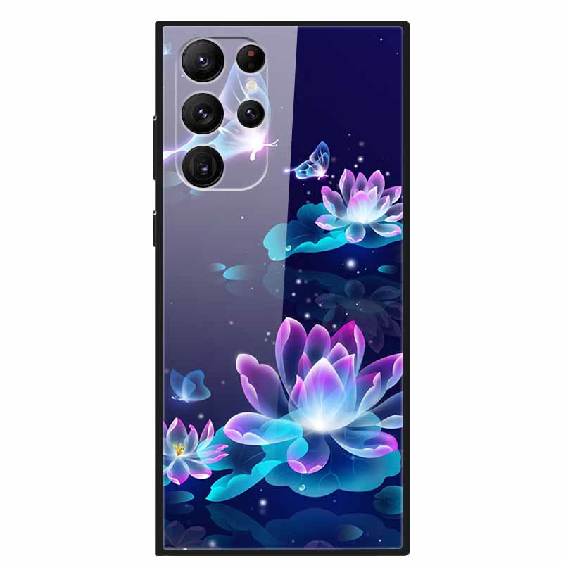 Gehärtetes Glas Cover Für Samsung S23 Ultra 5G Hülle S 23 Luxus Hartes Funda für Samsung Galaxy S23 Plus Ultra 5G Bemaltes Coque S23