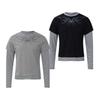 Magic Bear Vintage American Style Long Sleeve T-Shirt Mock Two-Piece Slim Fit Crew Neck Top Teens