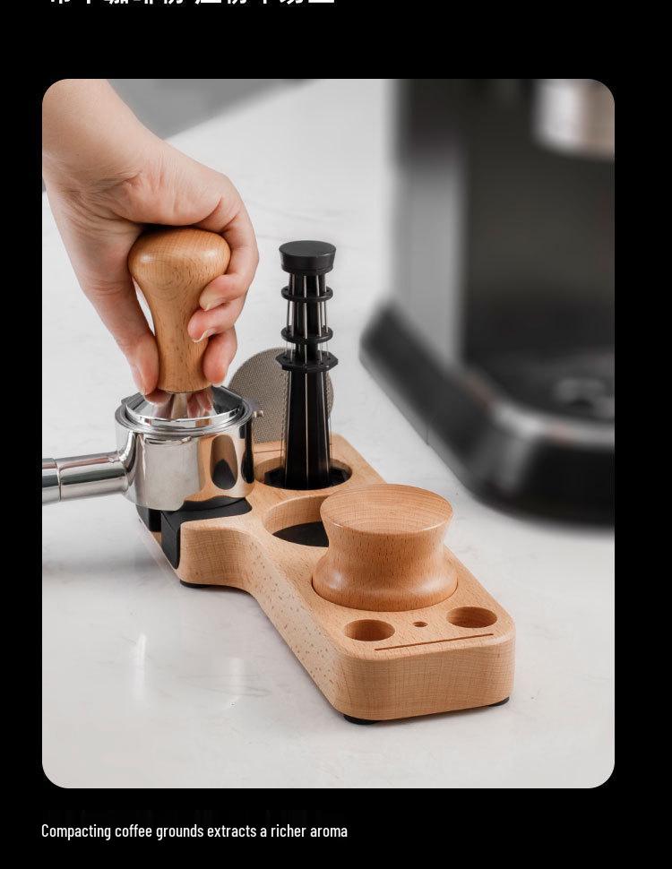 Beechwood Coffee Tamper Base & Dosing Cup Holder