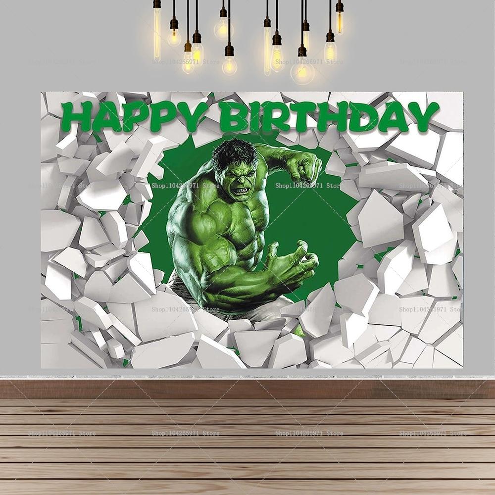 Fondo de foto de Hulk, superhéroe, gigante de dibujos animados verde, decoraciones para fiesta de cumpleaños infantil, artículos para baby shower.