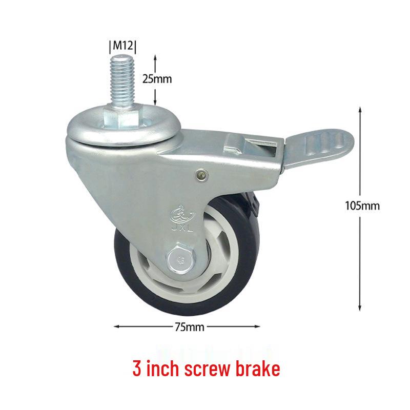 Universal Medium Duty Casters with Brake – 3, 4, 5 Inch Wheels for Equipment & Tool Carts
