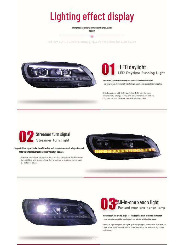 LED Daytime Running Streamer & Turn Signal for 11-16 Passat Headlight Modification