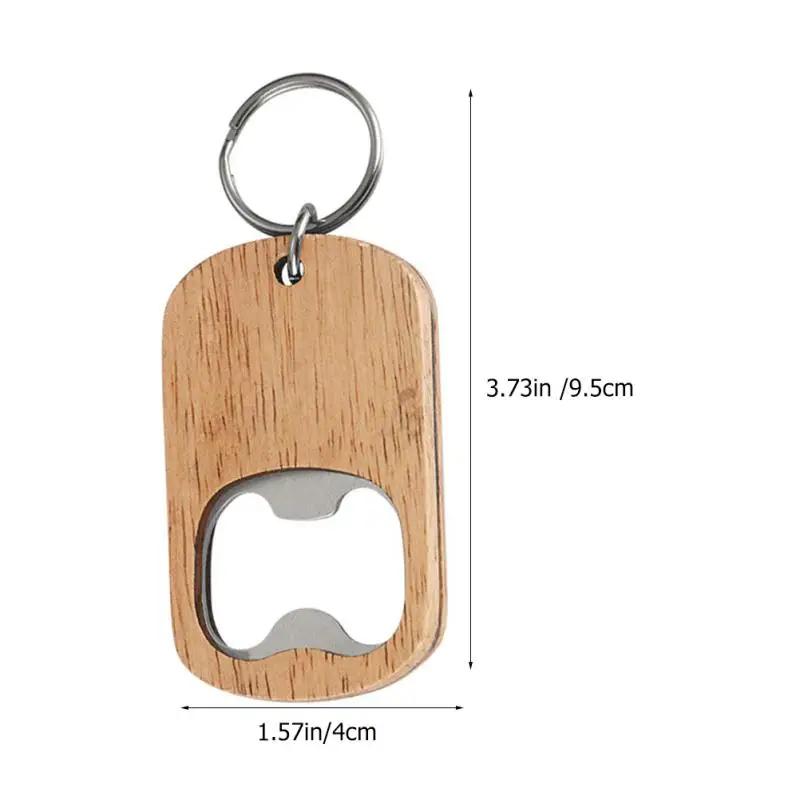 

1 Pcs Accessories Easy Beer Bottle Opener Wooden Handle Bar Kitchen Party Favors Keychain