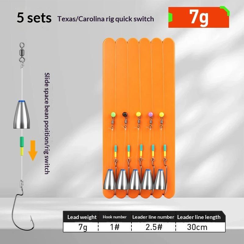 5Pcs/Lot Texas Rig Set For Bass Fishing Carolina Rig Kit Fishing Tackle Fishhooks Carp Fishing Hair Rigs Ready Made Bait