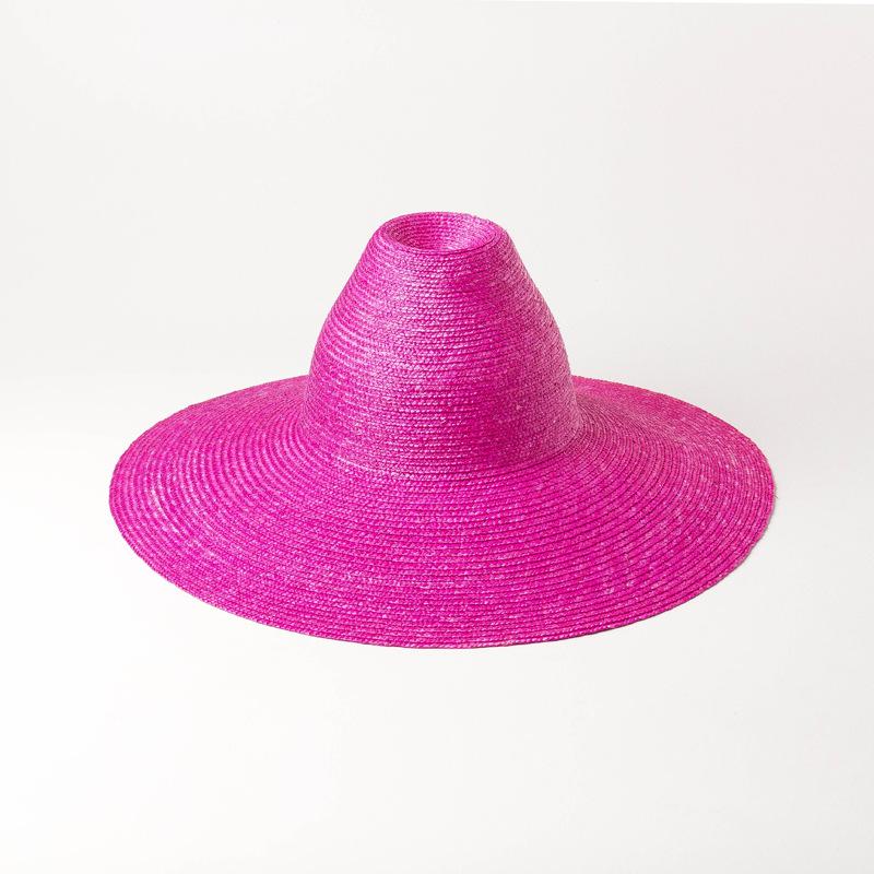 European, American spring and summer new tapered high-top light board hand-woven big-eave straw straw hat outdoor sun protection beach straw hat