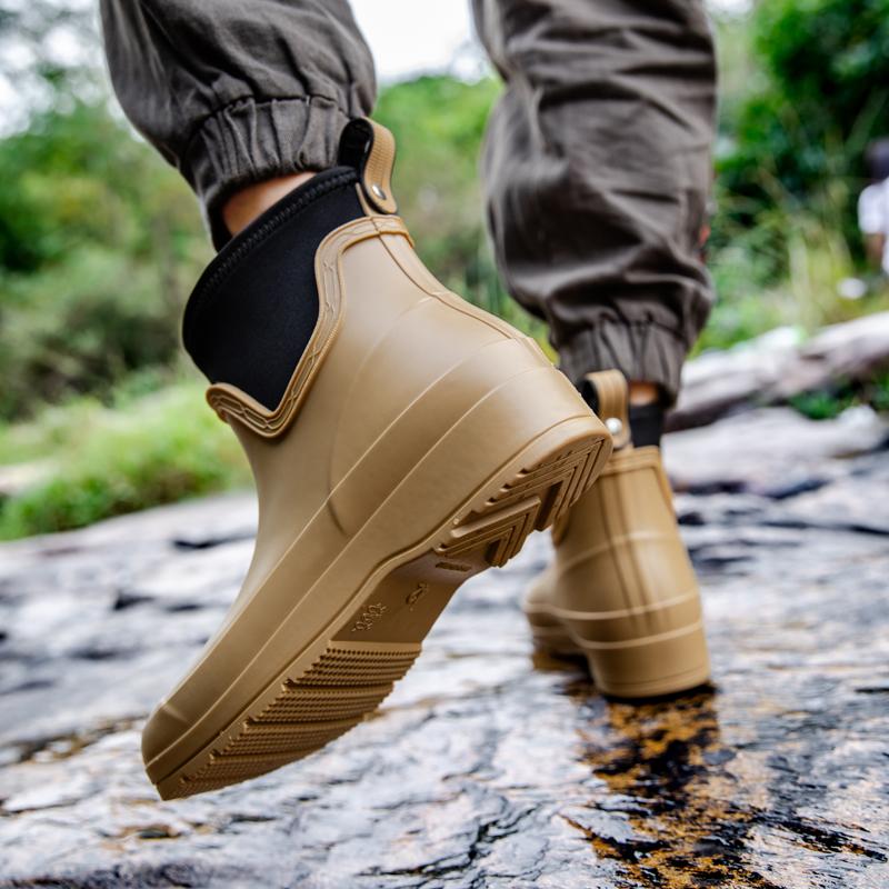 Women's Adult Water Boots: Stylish Rain Shoes For Outdoor Wear, Rubber Shoes, Waterproof Galoshes, Short-cylinder Rain Boots