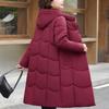 Plus Size XL-6XL Middle Age Women Winter Long Coats Hooded Elegant Thick Warm Embroidery Parkas Female Jackets