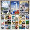 Stadt Wahrzeichen Metallposter Reise Stadt Schilder Griechenland Berglandschaft Blechschild Plakette Poster für Bar Kneipe Club Heimdekor
