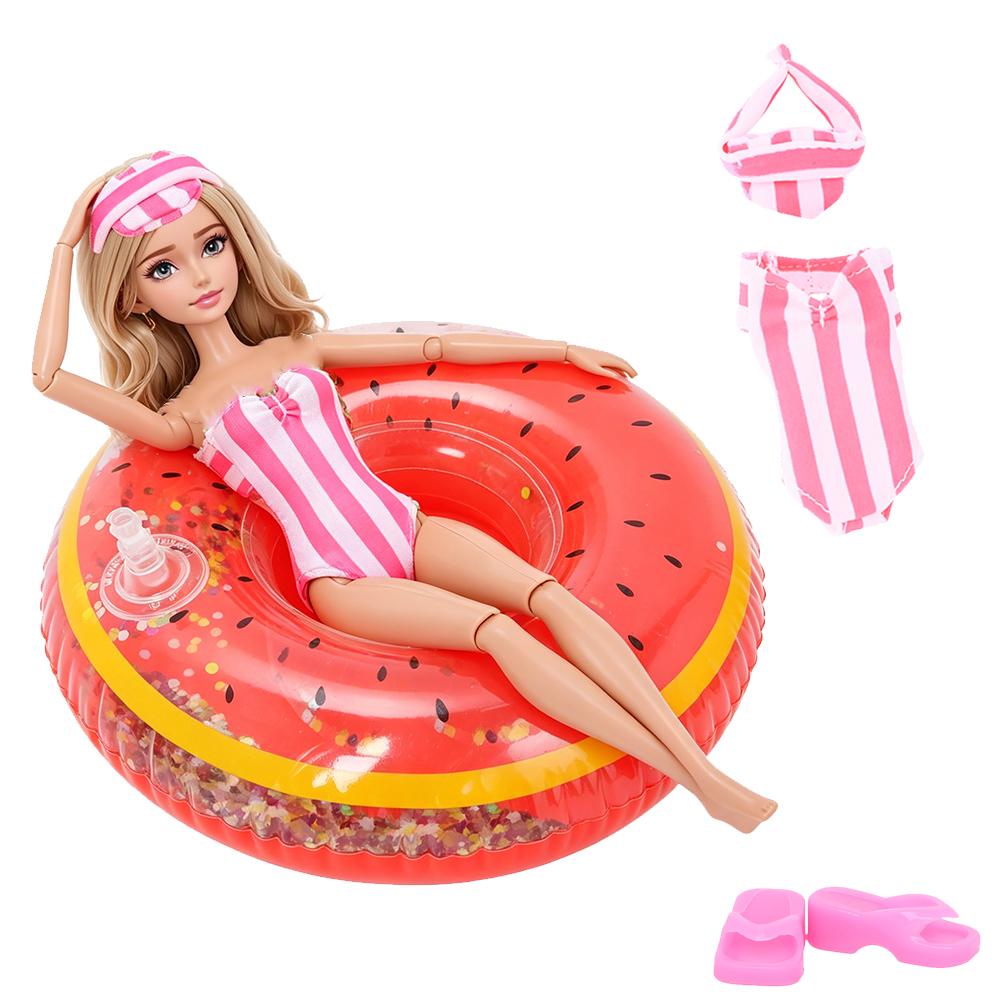 1x Salvagente per Bambola + 1x Costume da Bagno Vestiti per Bambole da 30cm 1/6 Accessori per Casa delle Bambole Gioco di Finzione per Bambini Giocattolo Estivo da Spiaggia per il Bagno