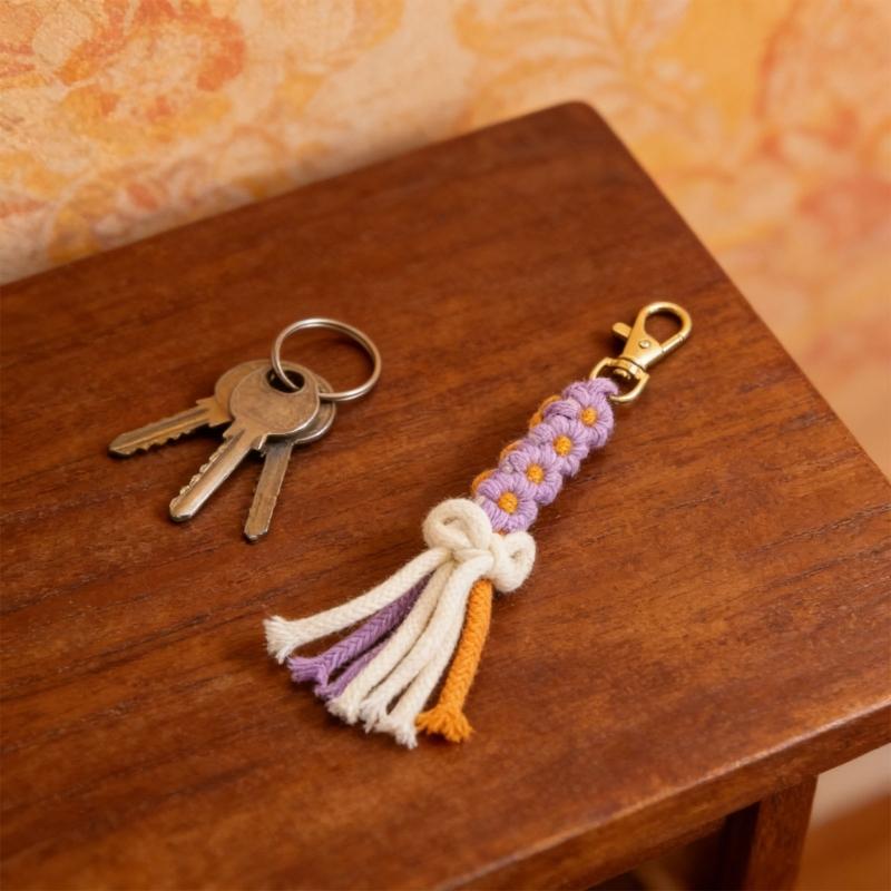 Artistic Handcrafted Cotton Tassels Key Holder Multicolor Tassels Pendant Perfect For Purse Tassels And Daily Use