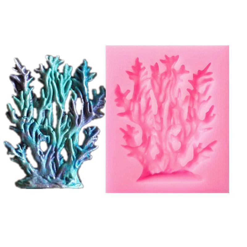 

Морские водоросли Коралловая форма для поделок Силиконовая форма для выпечки Форма для помадки Инструменты для украшения торта Шоколад розовый