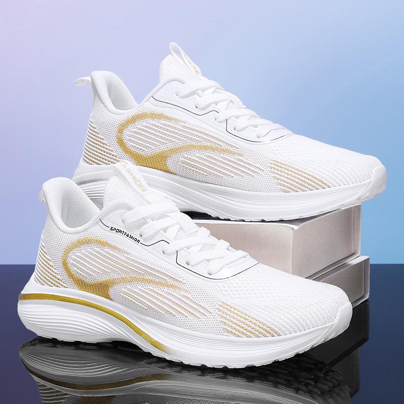 2025 new flying woven shoes breathing foot chip magnetic shock massage sports men's function breathable fitness running shoes women