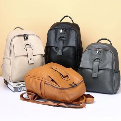 Mochila de Cuero de Capa Superior Bolso de Cuero para Mujer Mochila de Moda Bolso Bandolera Cuero Empalmado