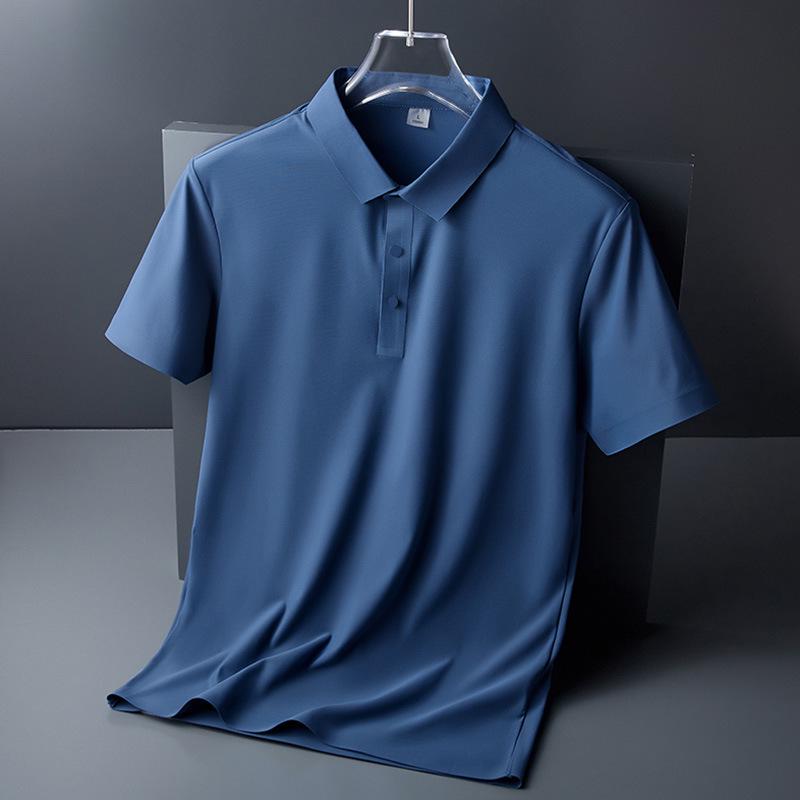 Men's Ice Silk Seamless Short Sleeve Polo Shirt – Business Casual Summer T-Shirt