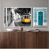 Lisbon Portugal City Map Poster Prints Portuguese Tiles Blue Door Vintage Wall Art Canvas Painting City Photography Home Decor