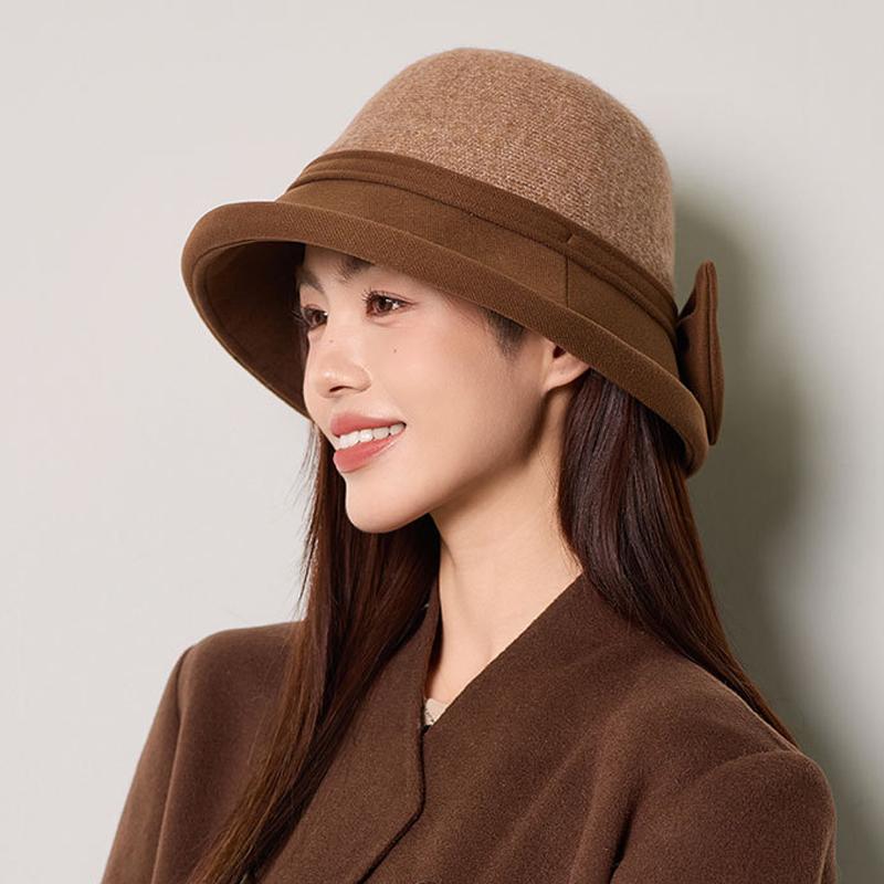 Fisherman Hat Women's Autumn Winter Wool Stitching Warm Hat