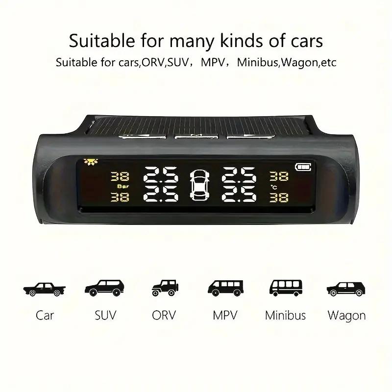 Sistem de monitorizare a presiunii anvelopelor auto cu energie solară TPMS Sistem de monitorizare a presiunii în anvelope auto Sisteme de alarmă de securitate automată Kit senzor presiune anvelope 6 moduri