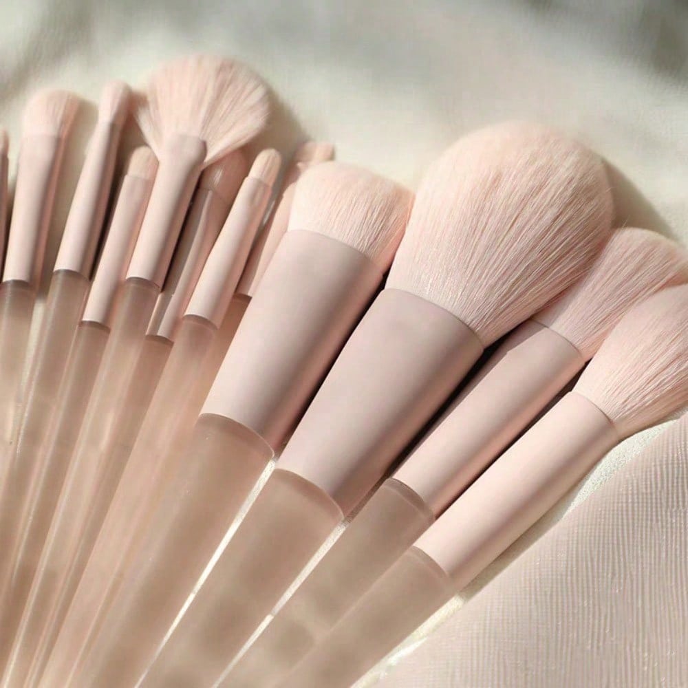 12Pcs Peach Pink Makeup Brush Set Beginner Highlight Blush Brush Loose Powder Brush Portable Beauty Tool Set Brush