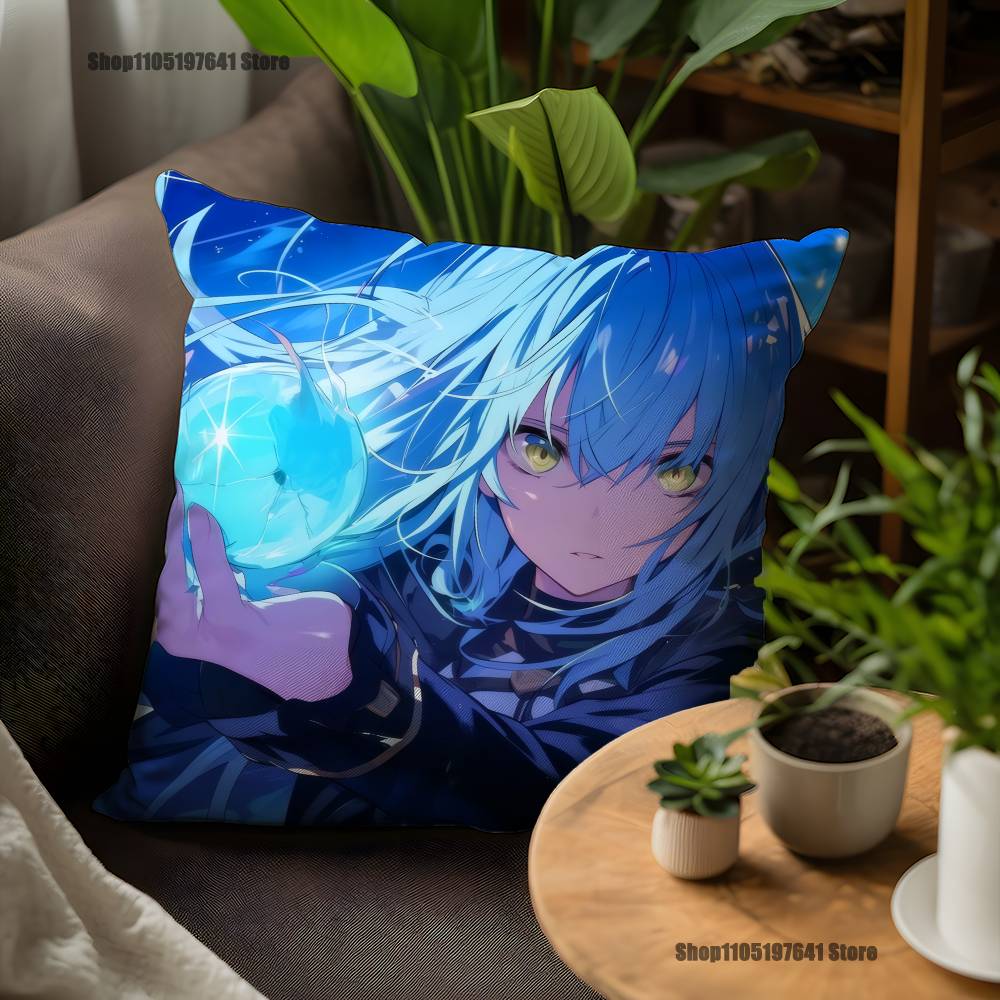 T-Tensei Slime R-Rimuru Anime Pillow Case For Sofa Decor Car Office Room Printing Cushion Cover Decorations and Protector
